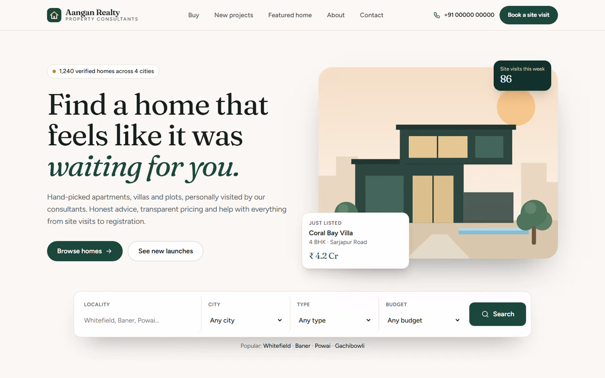 Real-estate listings template preview