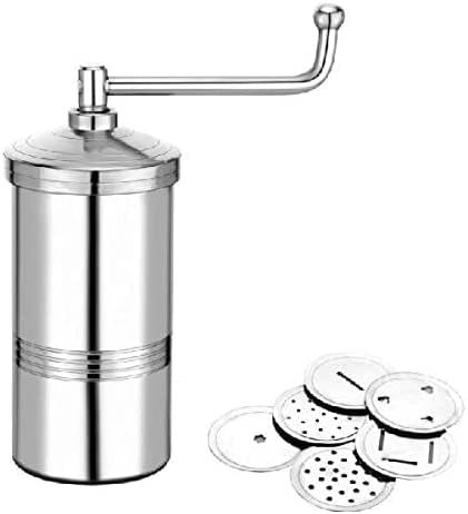 Stainless Steel Sev Chakli / Murukku / Sancha Maker Machine with 6 Jalis (Medium, Silver)